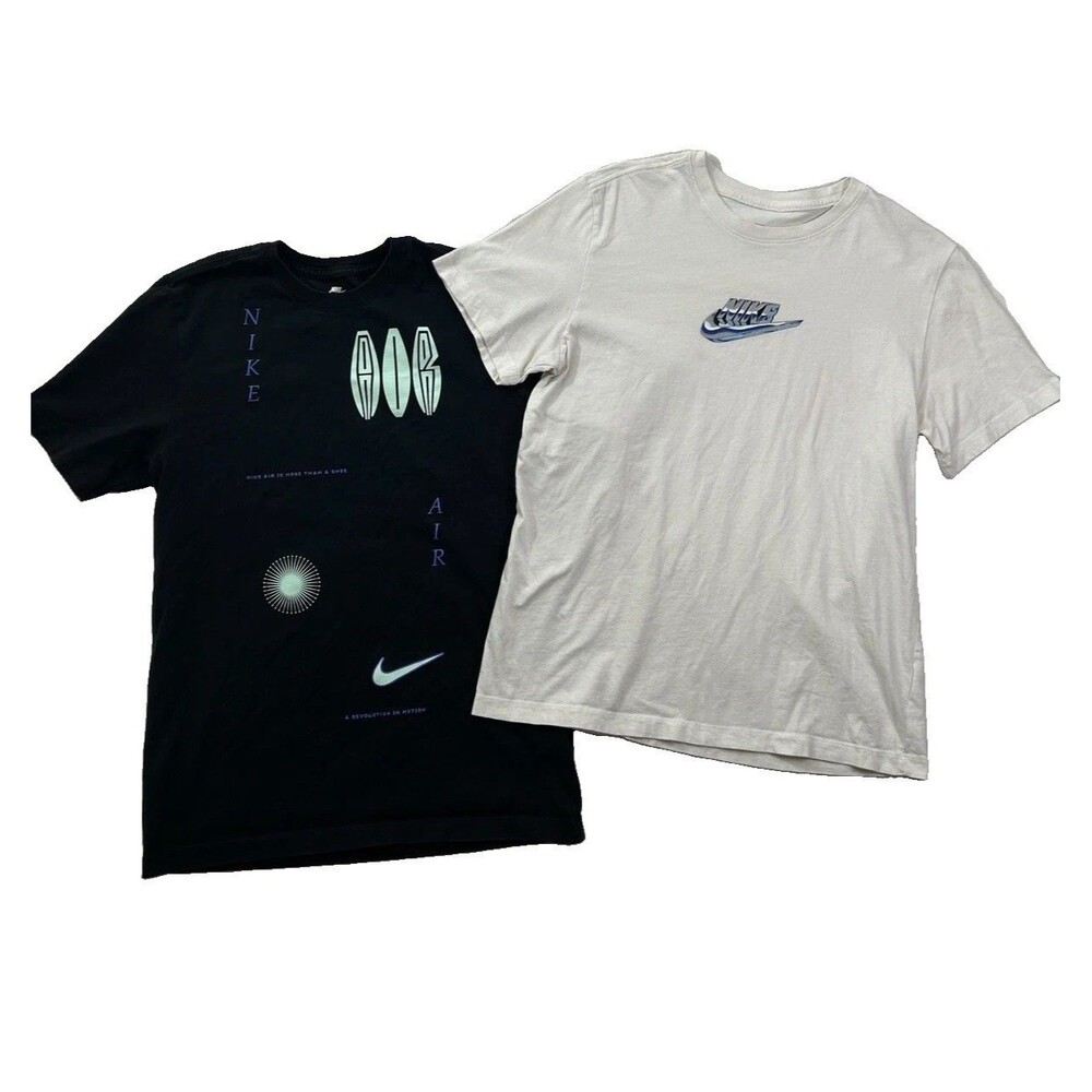 Nike Graphic Shirt Bundle Lot of 2 Black White Streetwear Short Sleeve Medium